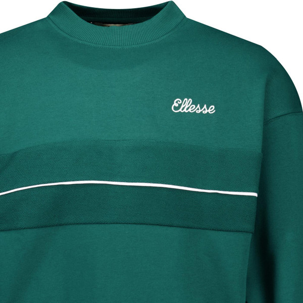 ellesse mens quento texture detail crew neck sweatshirt dark green
