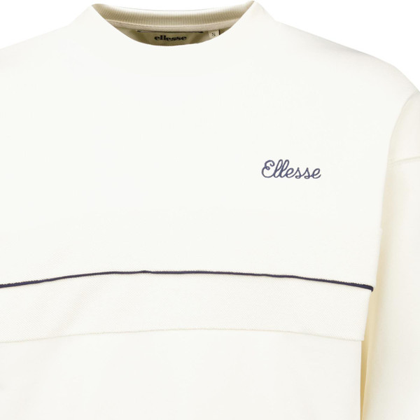 ellesse mens quento texture detail crew neck sweatshirt off white
