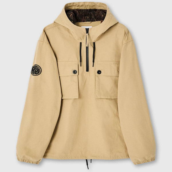 Pretty Green Hatton Retro Overhead Smock Jacket in Stone