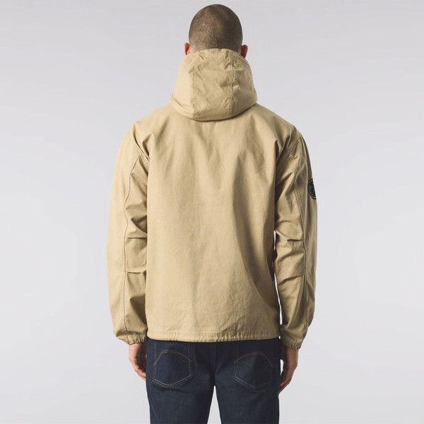 Pretty Green Hatton Men's Retro Overhead Smock Jacket in Stone Back Photo