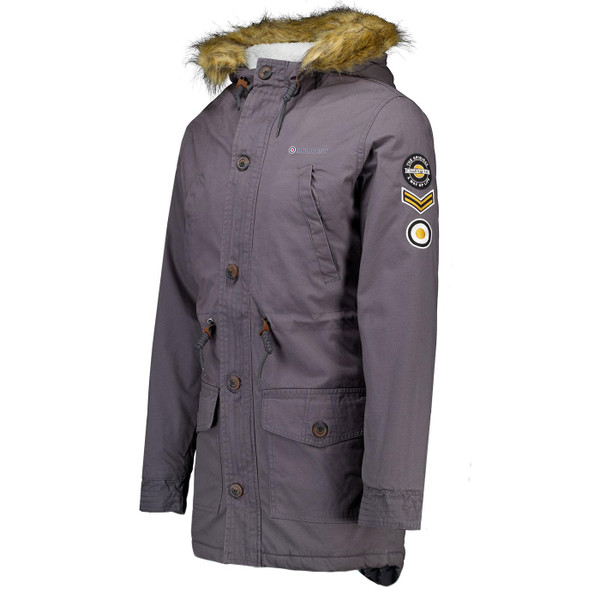 Lambretta Mod Badged Sleeve Fishtail Parka Coat in Iron SS6252 Side Photo