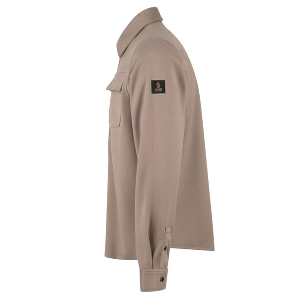 Luke Ettrick Men's Mod Textured Overshirt in Hard Nut M780950 Side Photo