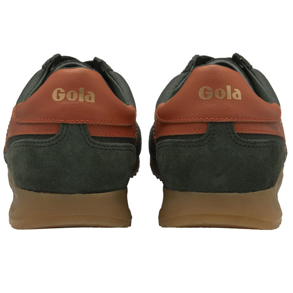 Gola Tornado Retro Trainers in Dark Khaki and Moody Orange CMB623AU Back Photo