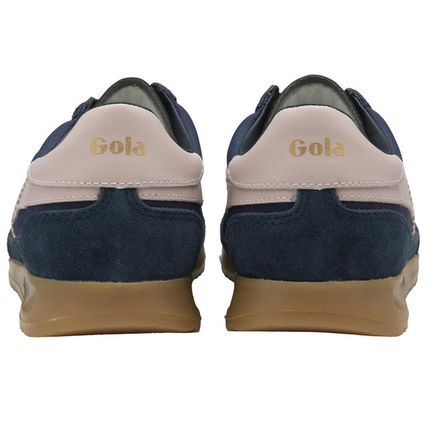 Gola Classics Tornado Women's Retro Nylon Trainers in Navy and Chalk Pink Back View Gola Classics Tornado Women's Retro Nylon Trainers in Navy and Chalk Pink Back View