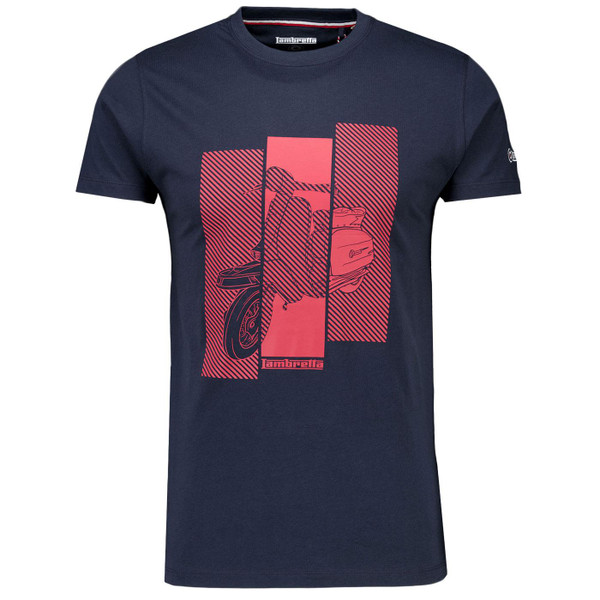 Lambretta Mod Scooter Abstract Stripe Panel T-shirt in Navy SS5017