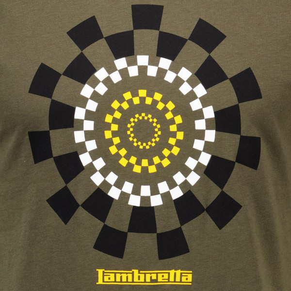 Lambretta Track Mod Target Print T-shirt in Khaki SS5018 Close Up