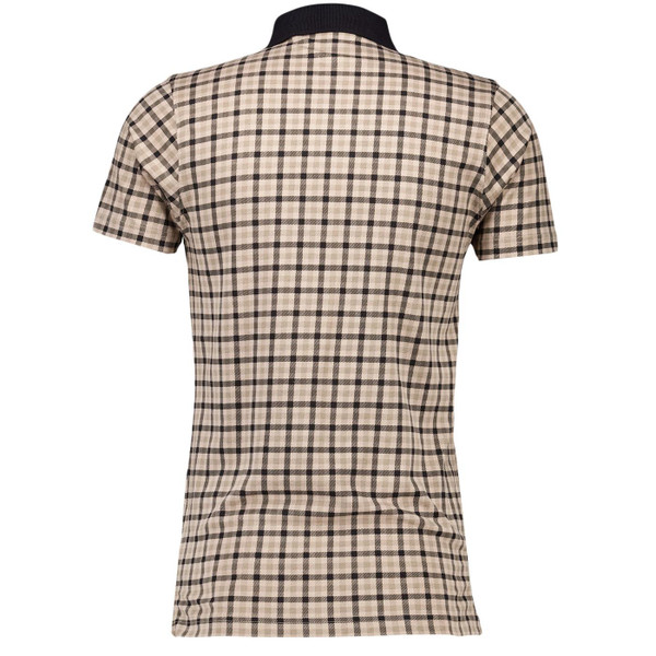 Lambretta Men's Mod Check Jersey Polo Shirt in Stone SS5015 Back