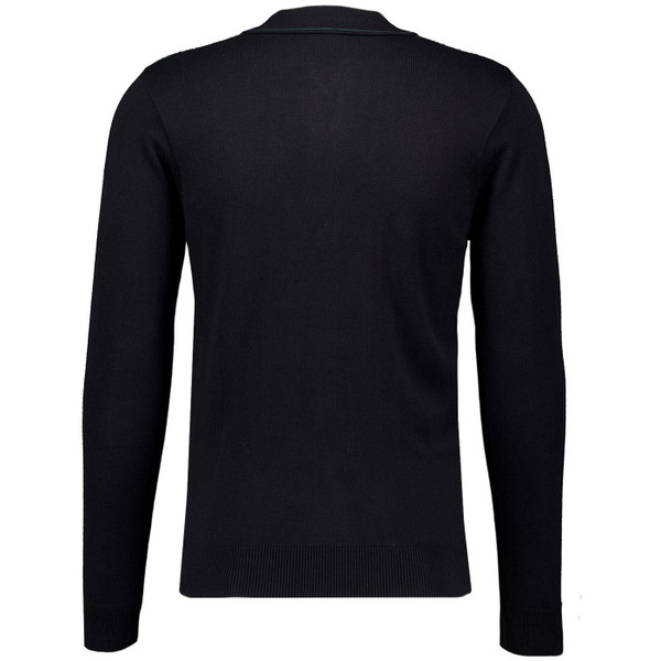 Gabicci Vintage Hansen Archive Knitted Polo Shirt with Textured Stripes and Pocket Back View