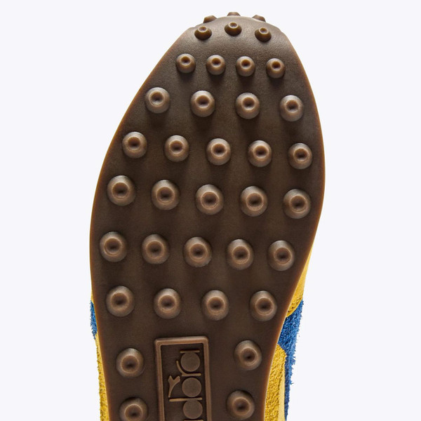 Diadora Rally Hairy Suede Retro 1980s Trainers in Primrose Yellow Outsole