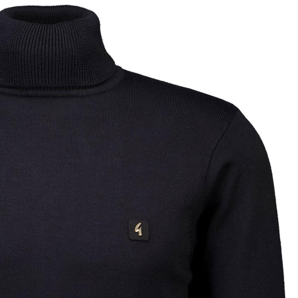 Gabicci Vintage Ricardo Retro Knitted Roll Neck Jumper in Black Close Up