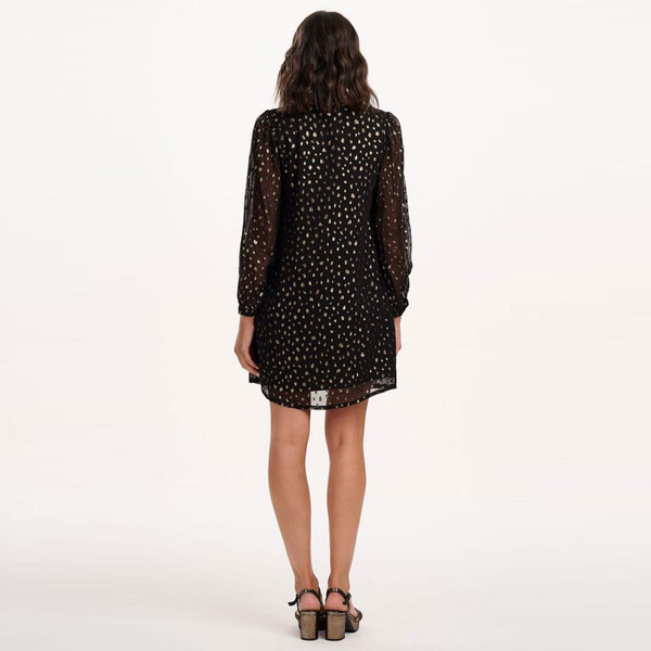Reverse of Sugarhill Brighton Chantelle Georgette Spotty Party Dress in Black D1351