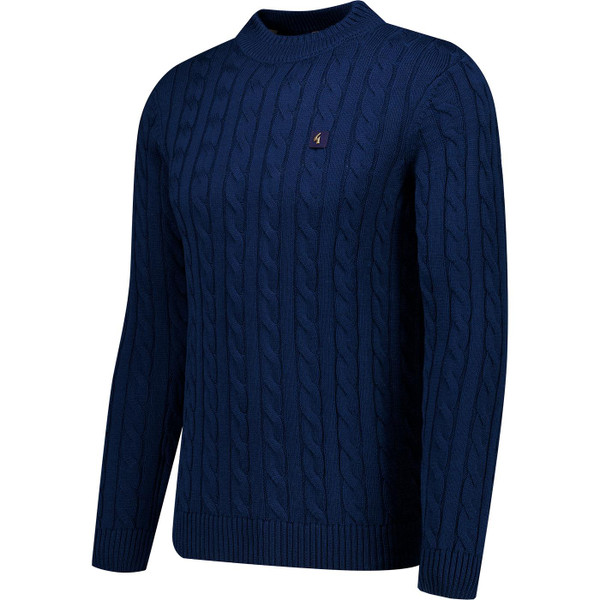 gabicci vintage mens temor cable knit crew neck jumper navy