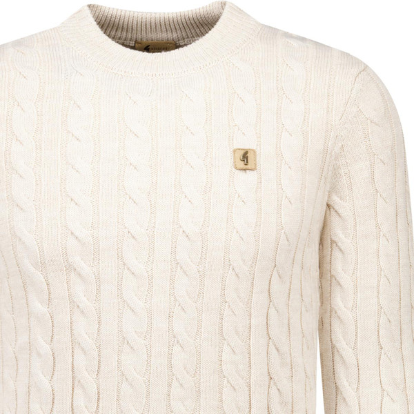 gabicci vintage mens temor cable knit crew neck jumper linen beige