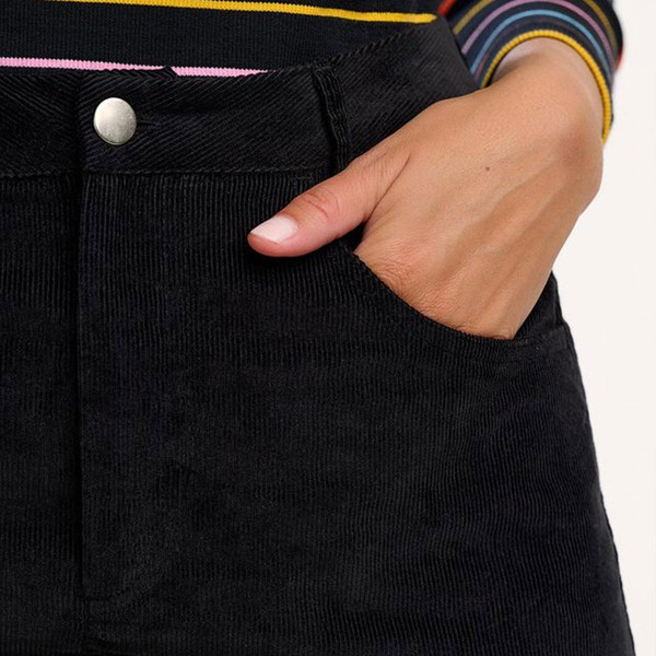 Close up on pocket on Sugarhill Brighton Alice Black Corduroy Retro 60s Mini Skirt