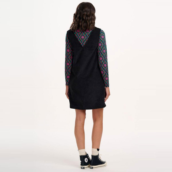 Reverse of Sugarhill Brighton Kacy Cord Tunic Pinafore Retro Dress in Black D1367