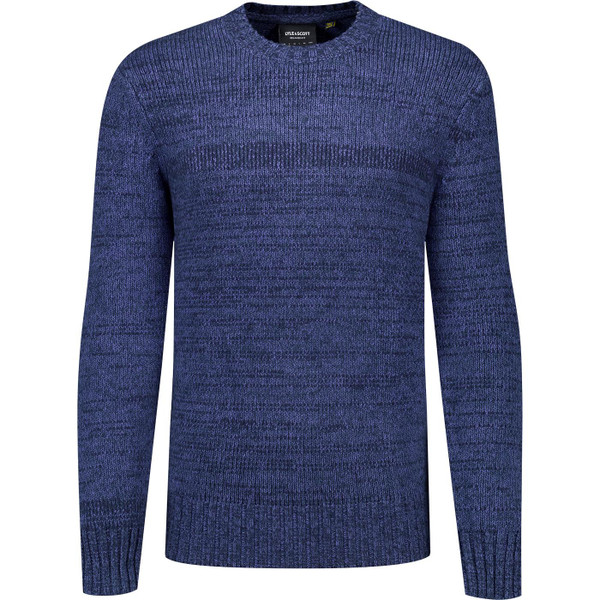 lyle and scott mens retro 90s multi marl crew neck jumper dark navy