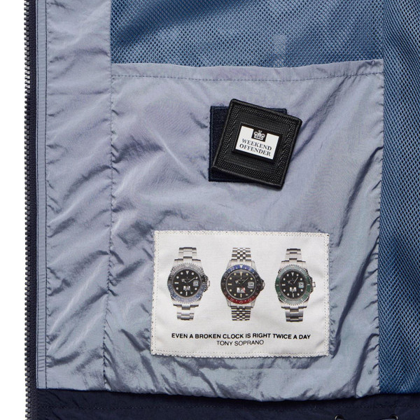Inside details of Weekend Offender Parissa Windbreaker Jacket in Navy/Blue Shadow JK3A43