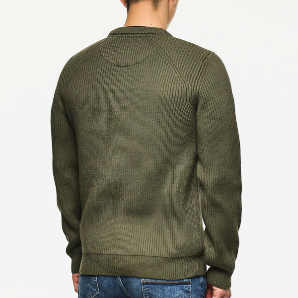Reverse of Weekend Offender Morello Ribbed Fishermans Sweater in Forest Green KW3A04