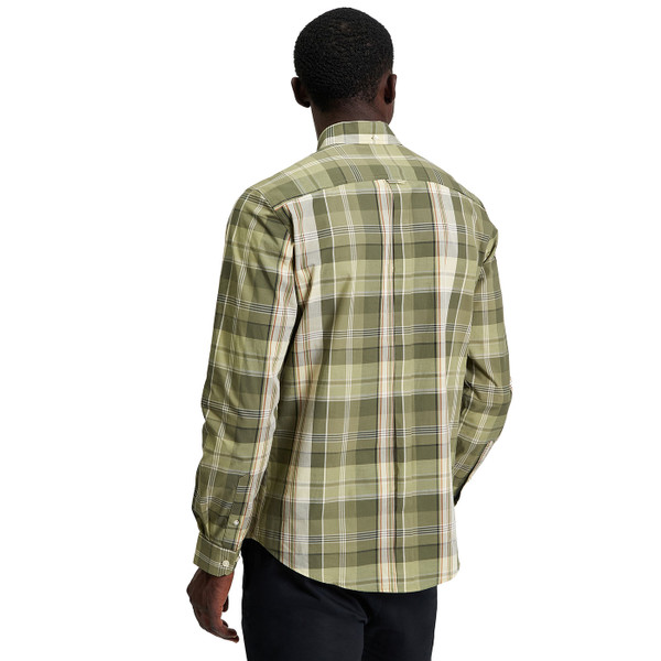 Picture of model wearing the Ben Sherman Heritage Check Long Sleeve Button Down Shirt in Green back view