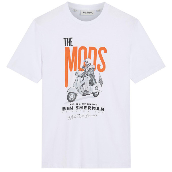 Ben Sherman Men's Mod Scooter Poster T-shirt in White 1013197 010