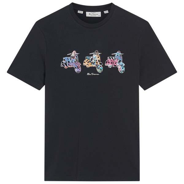 Ben Sherman Mod Scooter Spray Graphic Print T-shirt in Black