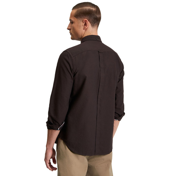 Picture of model wearing the Ben Sherman Button Down Oxford Shirt in Brown 1012490 351 back view