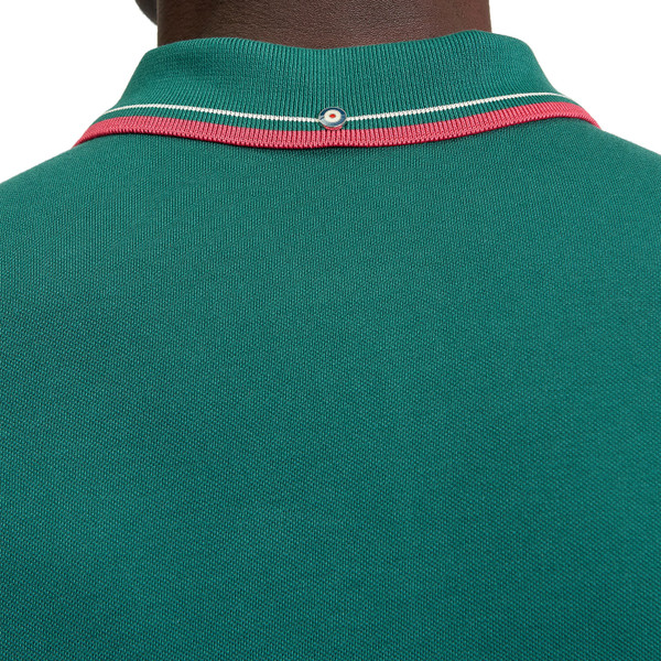 Close up on the Ben Sherman Tipped Pique Polo shirt in Dark Green 1012790 067