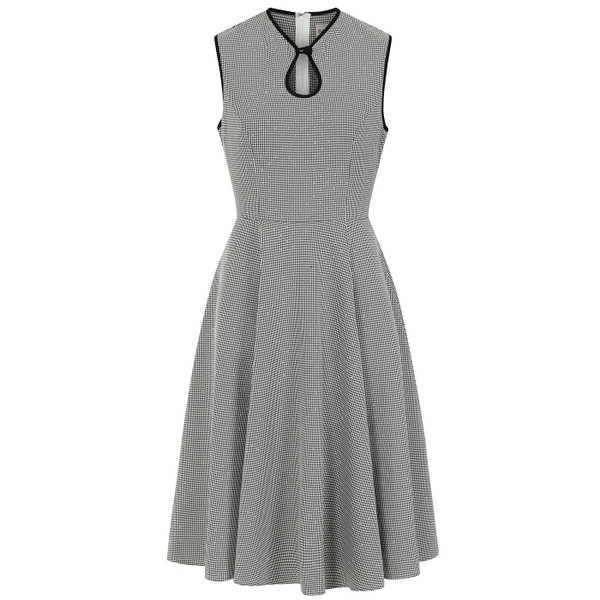 Banned Apparel Edith Houndtooth Flared 50s Dress in Black/white DR17067