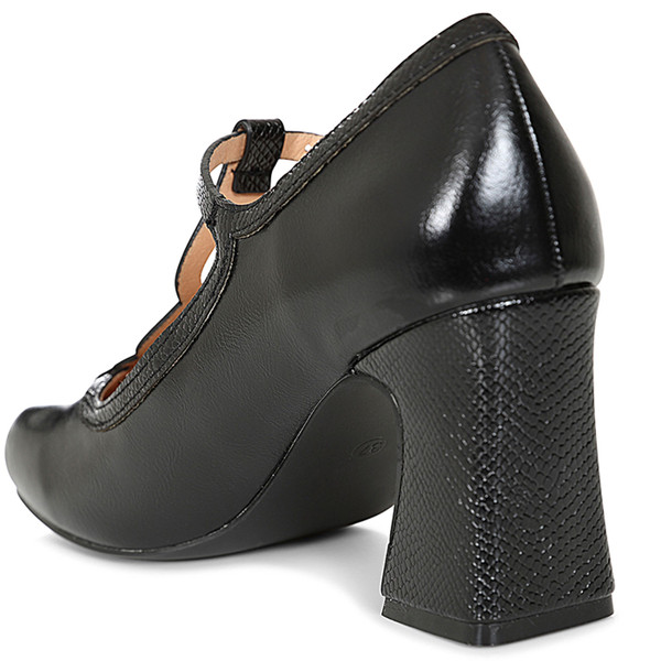 Back view of Banned Apparel Mod Muse T-Strap Black Heels 60s Shoes SE71240