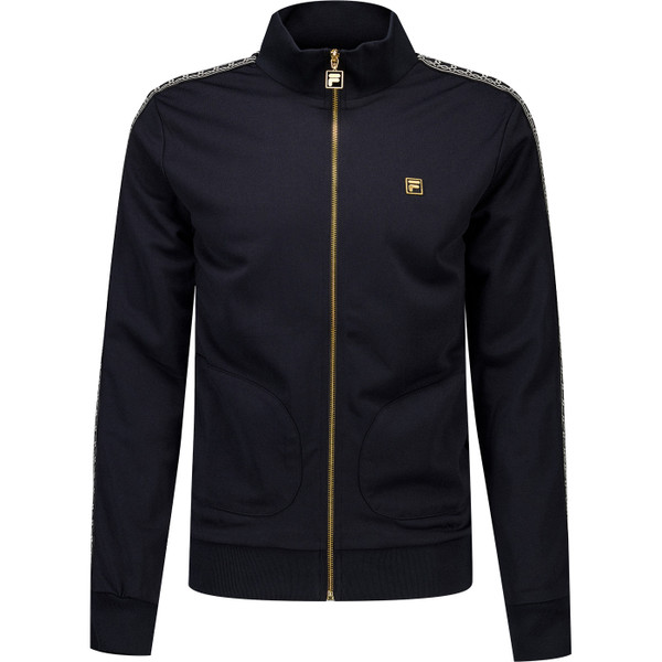 Fila Gold Roman Retro 80s Velour Track Jacket in Black