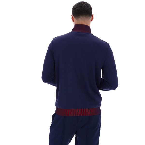 Fila Vintage Zayn Retro 80s Piping Trim Funnel Neck Track Top in Navy and Red Back view