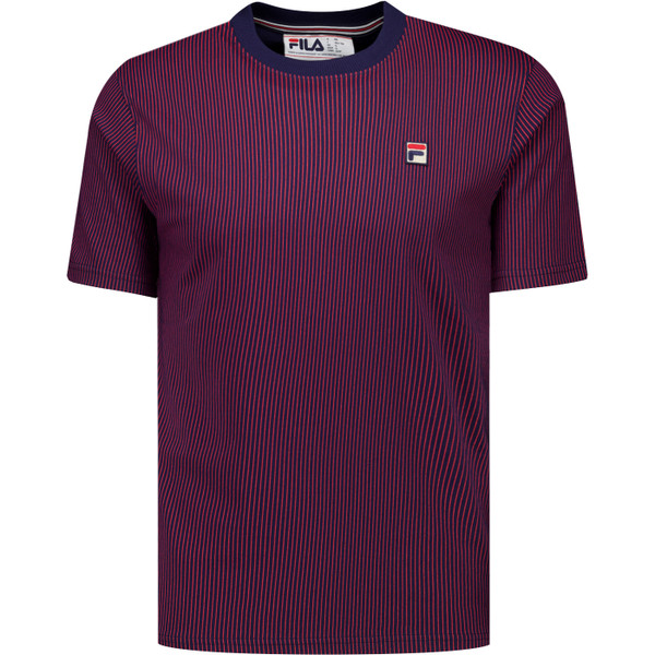 Fila Vintage Nilo Men's Retro 90s Stripe Ringer T-shirt in Navy and Red