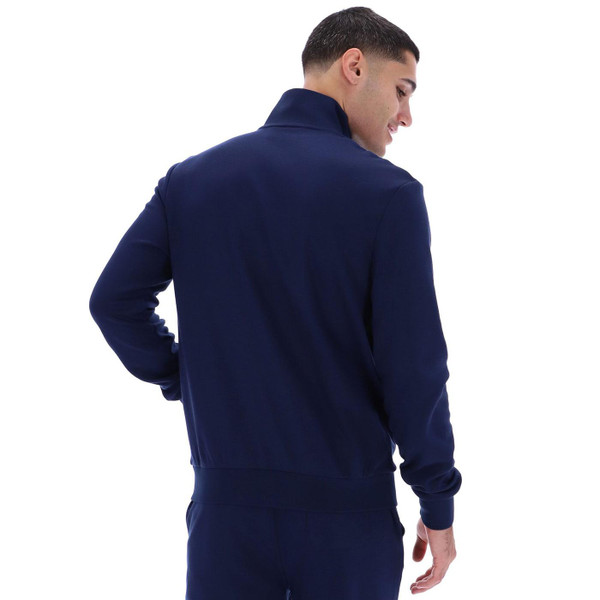 Picture of model wearing the Fila Vintage Vinnie Retro Stripe Track Jacket in Navy back view