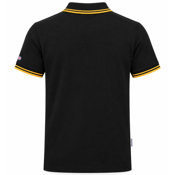 Back of Lambretta Retro Mod Twin Tipped Pique Polo in Black/Gold
