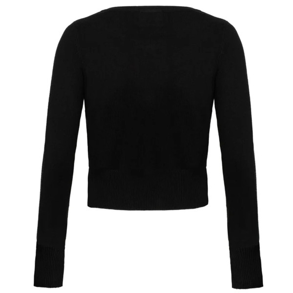 Reverse of Hell Bunny Hollow 50s Style Cropped Halloween Pumpkin Cardigan in Black