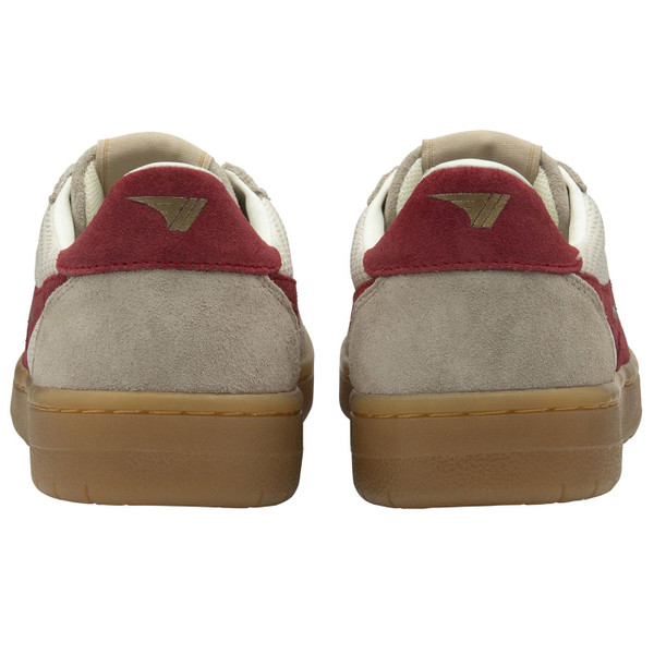 Gola Classics Hawk 84 Women's Retro Mesh Panel Trainers in Off White and Deep Red pictured from back