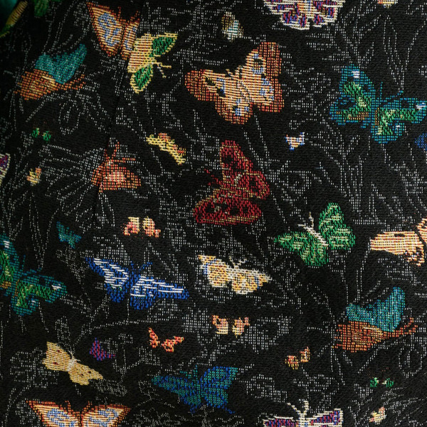 Butterfly pattern on Louche London Aubin Butterfly Ball Mini A-Line Skirt in Black 60018