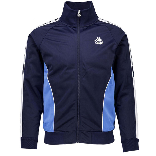 Kappa Banda Merezo Men's Retro 1980s Colour Block Panel Track Top in Blue Night pictured from front