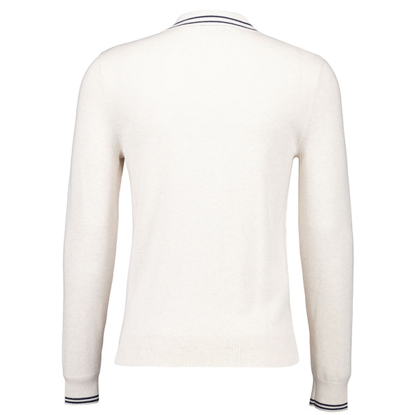 Reverse of Original Penguin Mens Tipped Long Sleeve Knitted Polo in Birch Heather OPGF2510 110