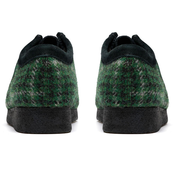 Clarks Originals Harris Tweed Wallabee Boots in Green 26182790 pictured from back