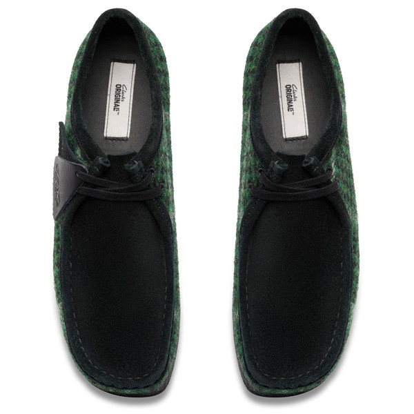 Clarks Originals Harris Tweed Wallabee Boots in Green 26182790 pictured from above
