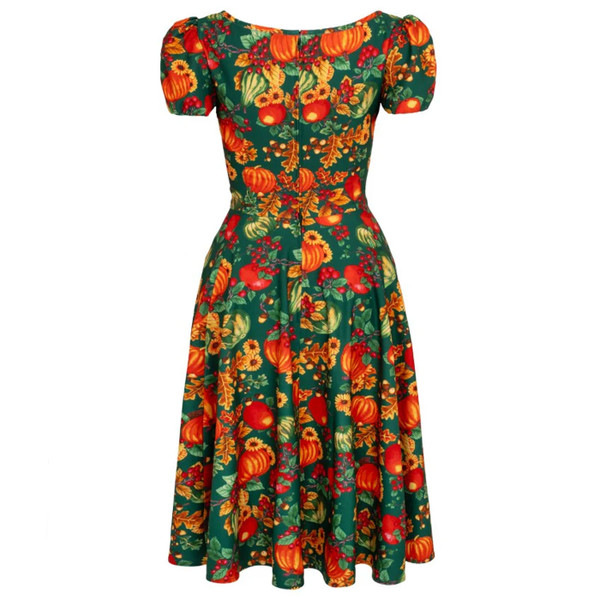Reverse of Hell Bunny Pumpkin Patch Retro Flared Autumn Print Dress