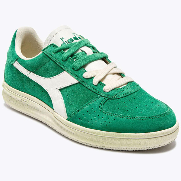 Diadora B. Elite Migliori Anni Suede Tennis Trainers in Green Peas and Cream