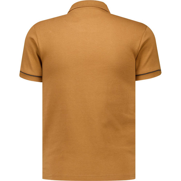 rojan records clothing mens retro 70s houndstooth jacquard panel polo tshirt tan brown