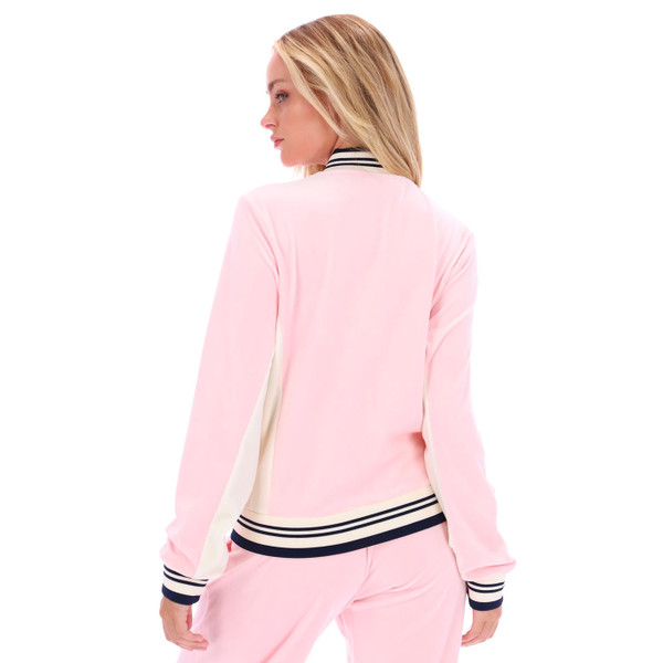 Back of Fila Vintage Women's Jenesis Velour Track Top in Pinkaboo Pink SS25WC016 661