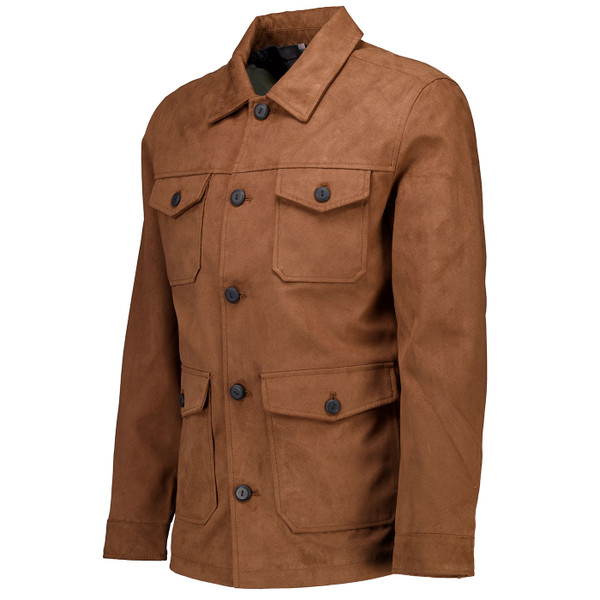 Side of French Connection Men's Faux Suede 4 Pocket Jacket in Mocha Brown
