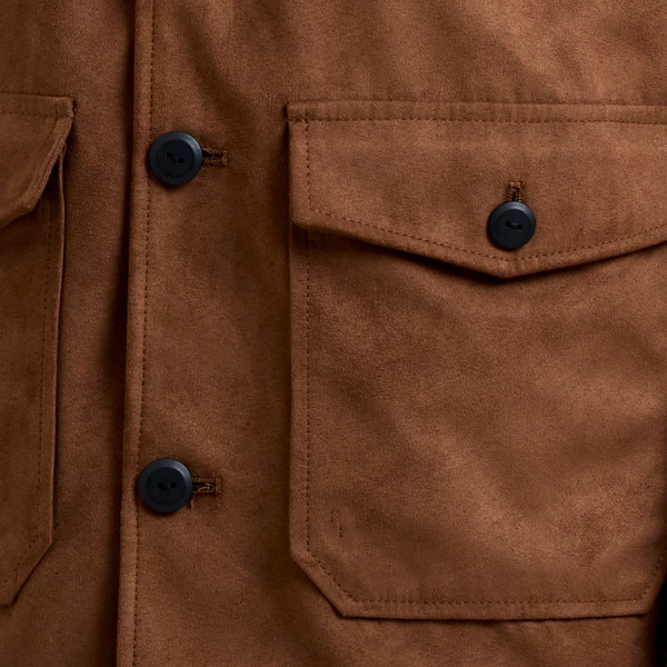 Pocket detail on French Connection Men's Faux Suede 4 Pocket Jacket in Mocha Brown