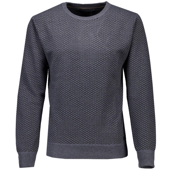 French Connection Mens Diamond Jacquard Sweatshirt in Steel Grey 57ZAF