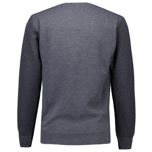 Back of French Connection Mens Diamond Jacquard Sweatshirt in Steel Grey 57ZAF