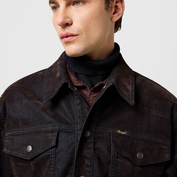 Wrangler retro 1970s Velvet Feel Relaxed Wrange Jacket in Mole Close Up Picture